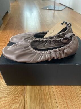 NWT Rag & Bone Elly Satin Ballet Flats in Cocoa | Size EU 36 | US 6